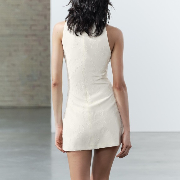 Zara Jacquared Dress, Halter, Cream, size small - Picture 3 of 8